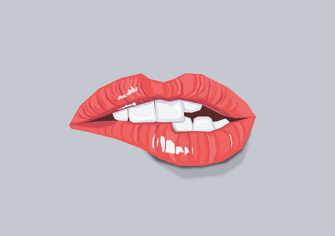 a close up of a person's mouth with a toothbrush, vector art, behance, pop art, full glossy lips, on a gray background, miami. illustration, low polygons illustration