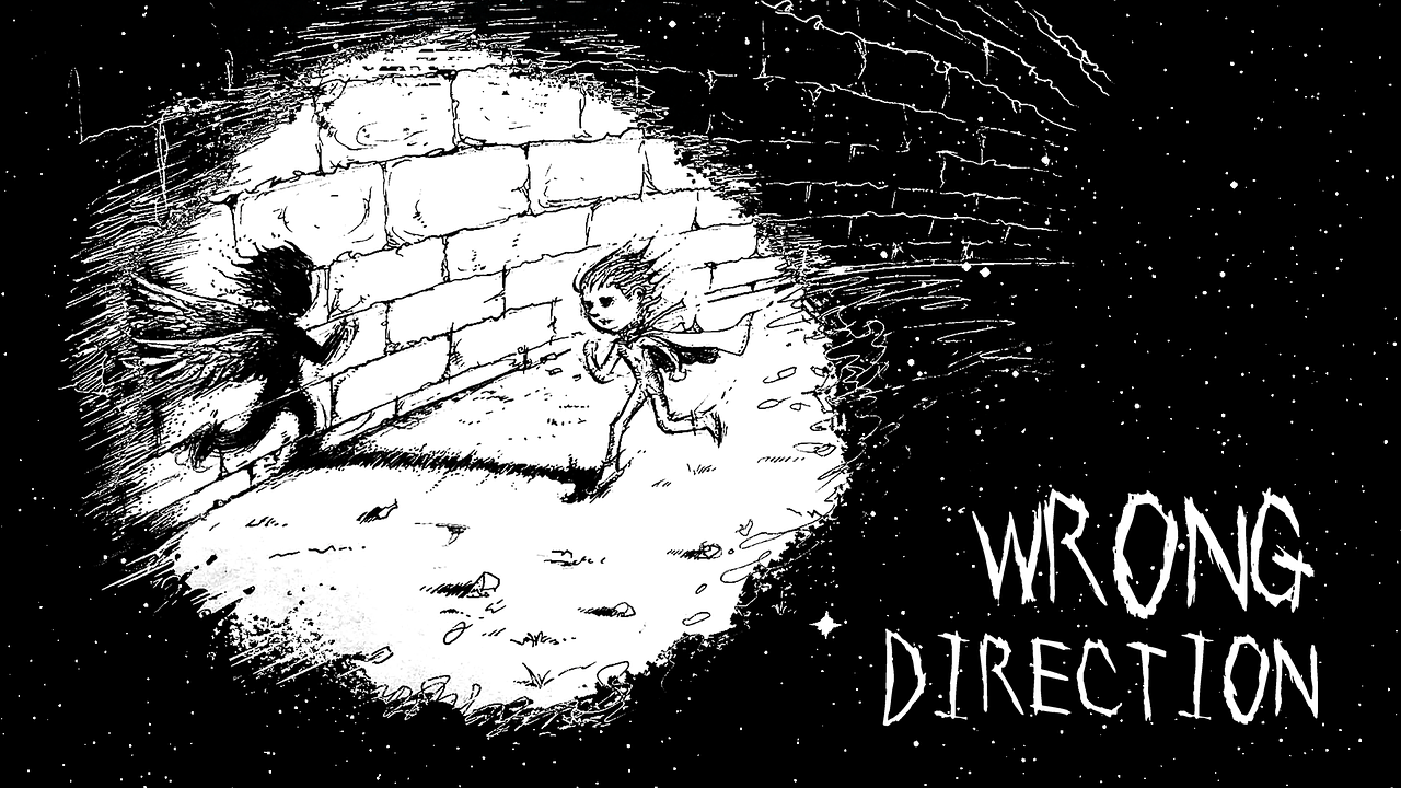 a black and white drawing of a person and a cat, concept art, inspired by William Stout, deviantart contest winner, conceptual art, walter white hiding in a sewer, website banner, drifting around a corner, wizard fighting a golem
