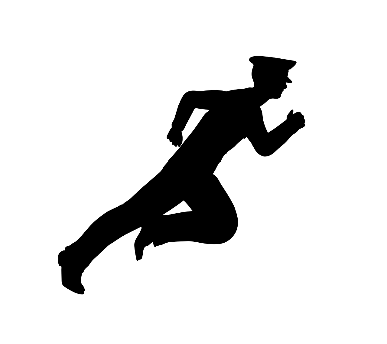 a black and white silhouette of a man running, an illustration of, figuration libre, police man!!, item, half - turn, high - res