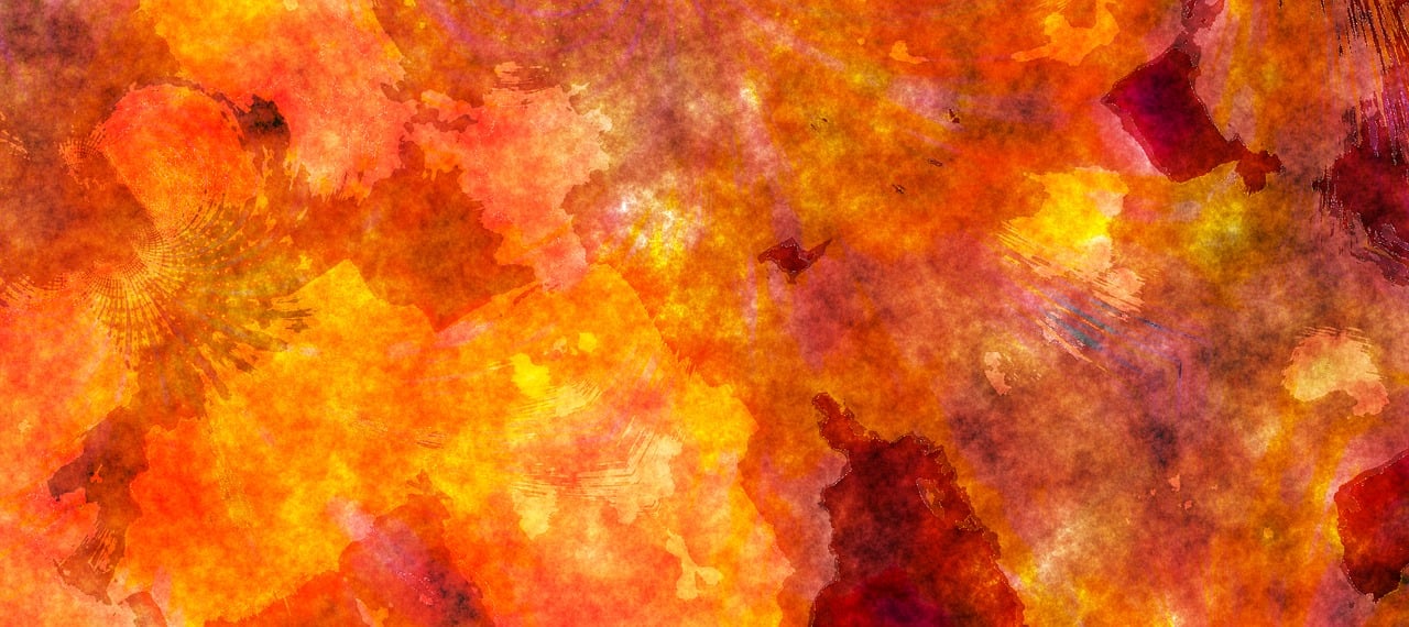 a painting of a bunch of orange flowers, a digital painting, inspired by Mark Tobey, trending on pixabay, abstract art, the sky is a nebula on fire, seamless texture, autumn background, watercolor paper