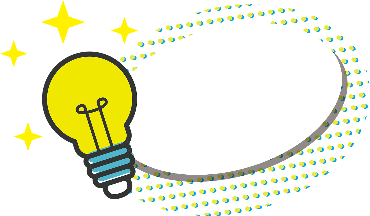 a light bulb with stars in the background, a cartoon, pop art, invitation card, black!!!!! background, iq 4, background yellow and blue