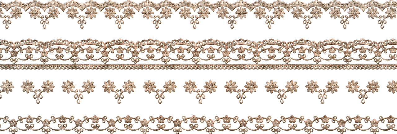a close up of a pattern on a black background, a digital rendering, laces and ribbons, spritesheet, set 1 8 6 0, with blunt brown border