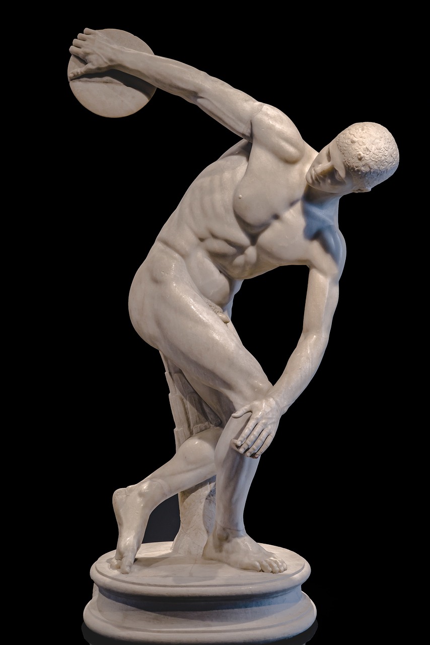a statue of a man holding a basketball, a marble sculpture, inspired by Exekias, zbrush central, digital art, human body breaking away, 188216907, hone finished, afp