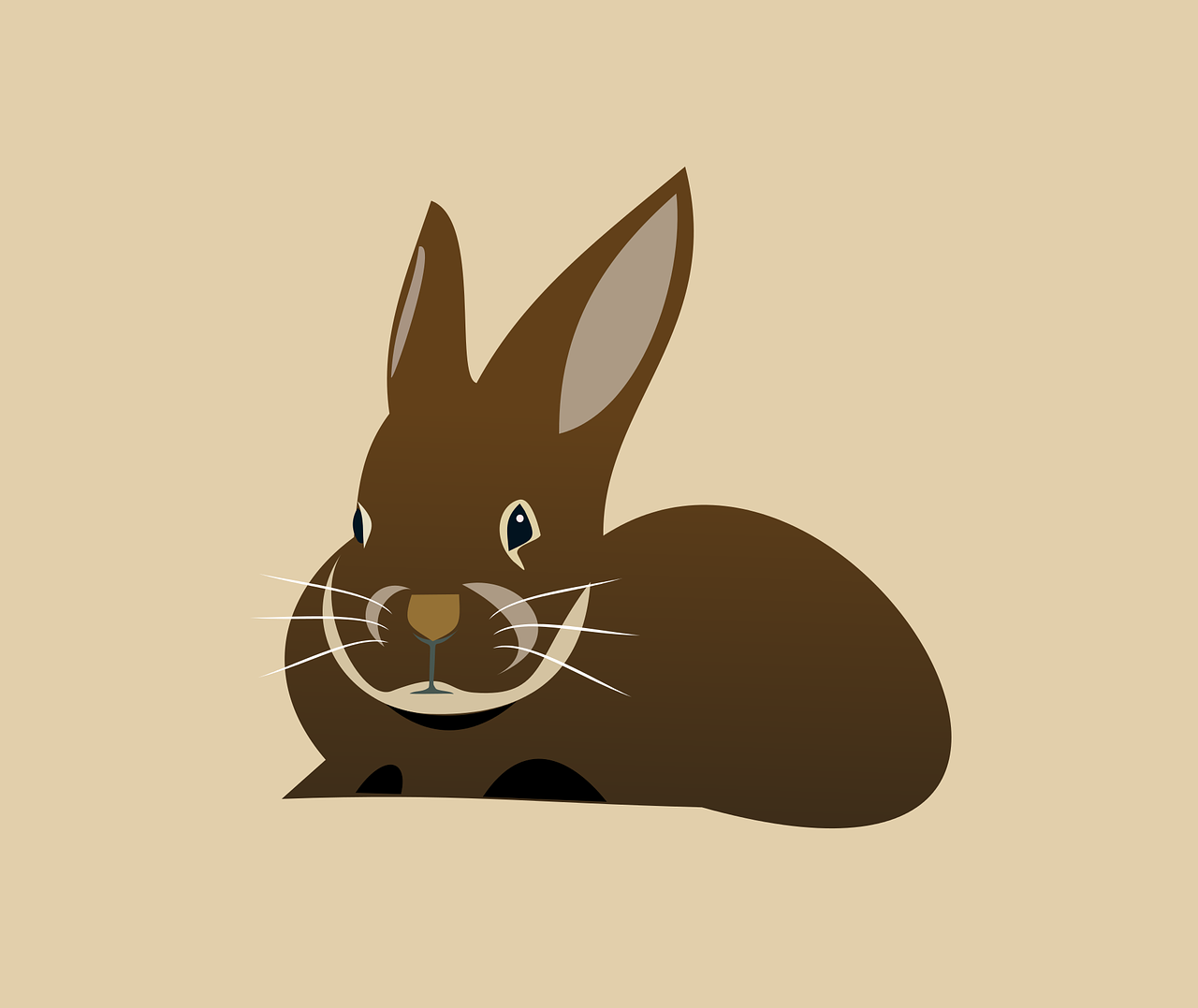 a brown rabbit sitting on top of a brown floor, vector art, folk art, flat vector, rabbit face only, sleek design, a beautiful artwork illustration