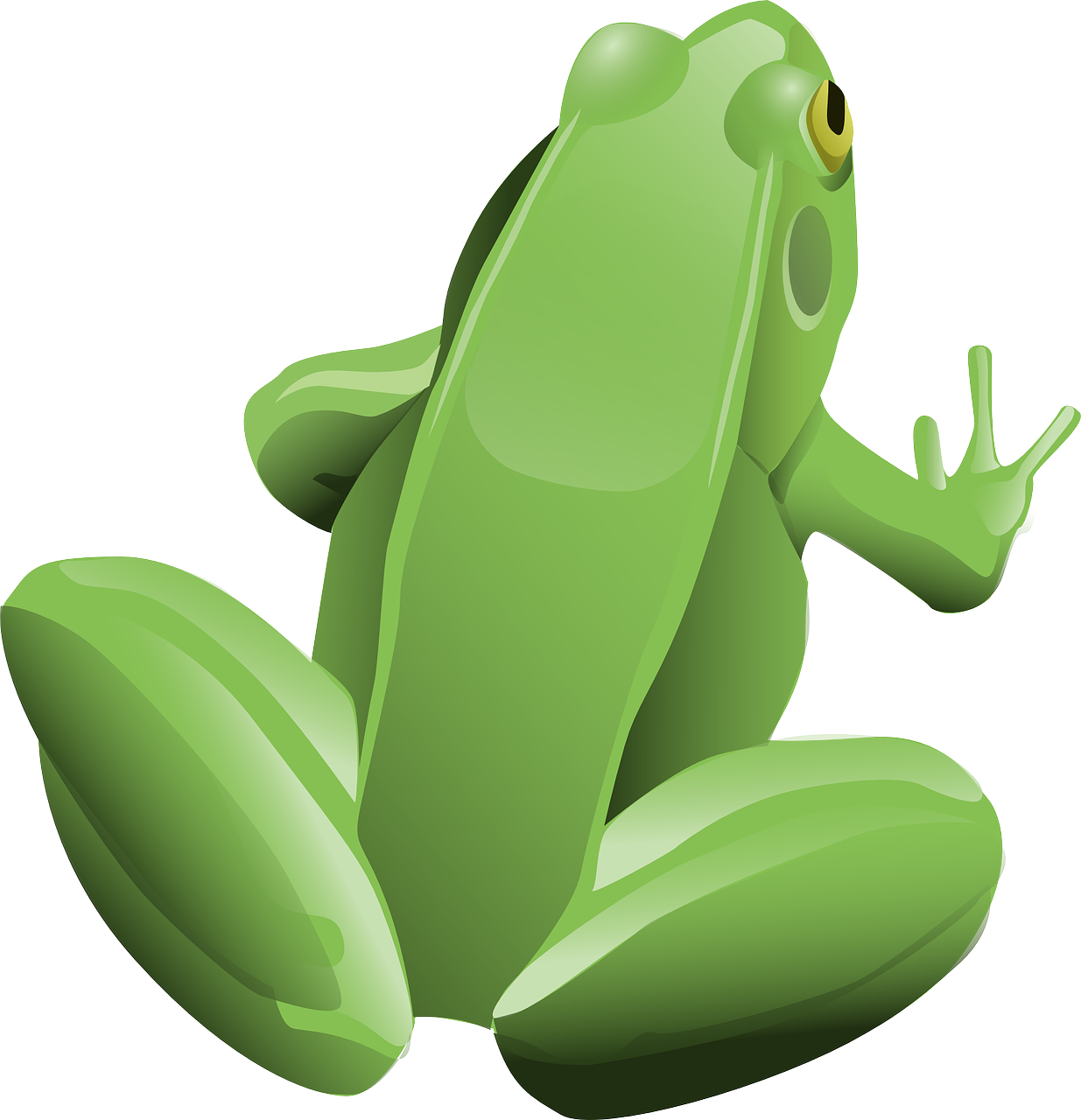 a green frog sitting on a white surface, an illustration of, figuration libre, doing an elegant pose over you, highly no detailed, finger, illustration]