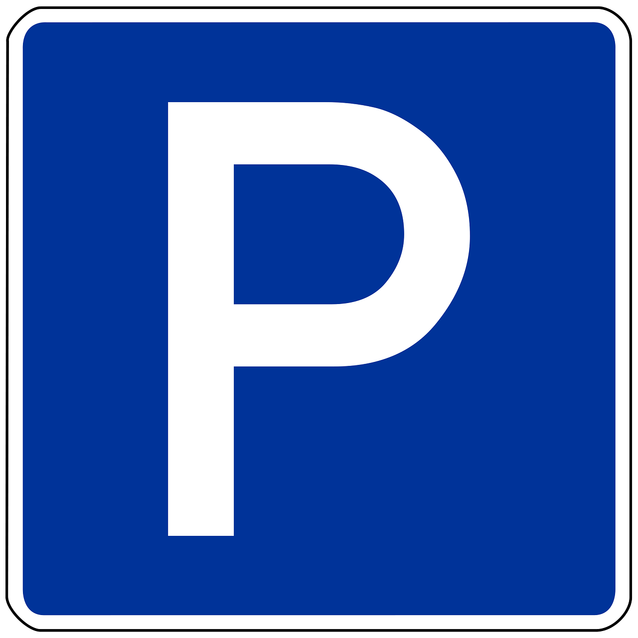 a blue parking sign with a white letter p on it, plasticien, vectorised, kindchenschema, monaco, high traffic