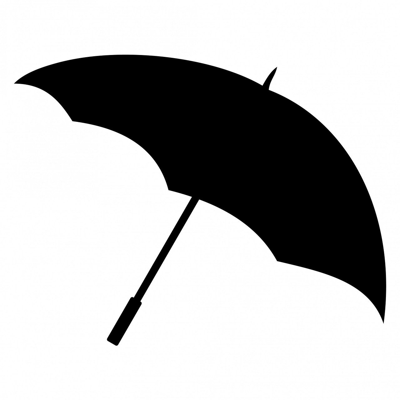 a black and white silhouette of an umbrella, vector art, pixabay, conceptual art, 1 0 2 4 x 7 6 8, left profile, vector. 8 k, black umbrella
