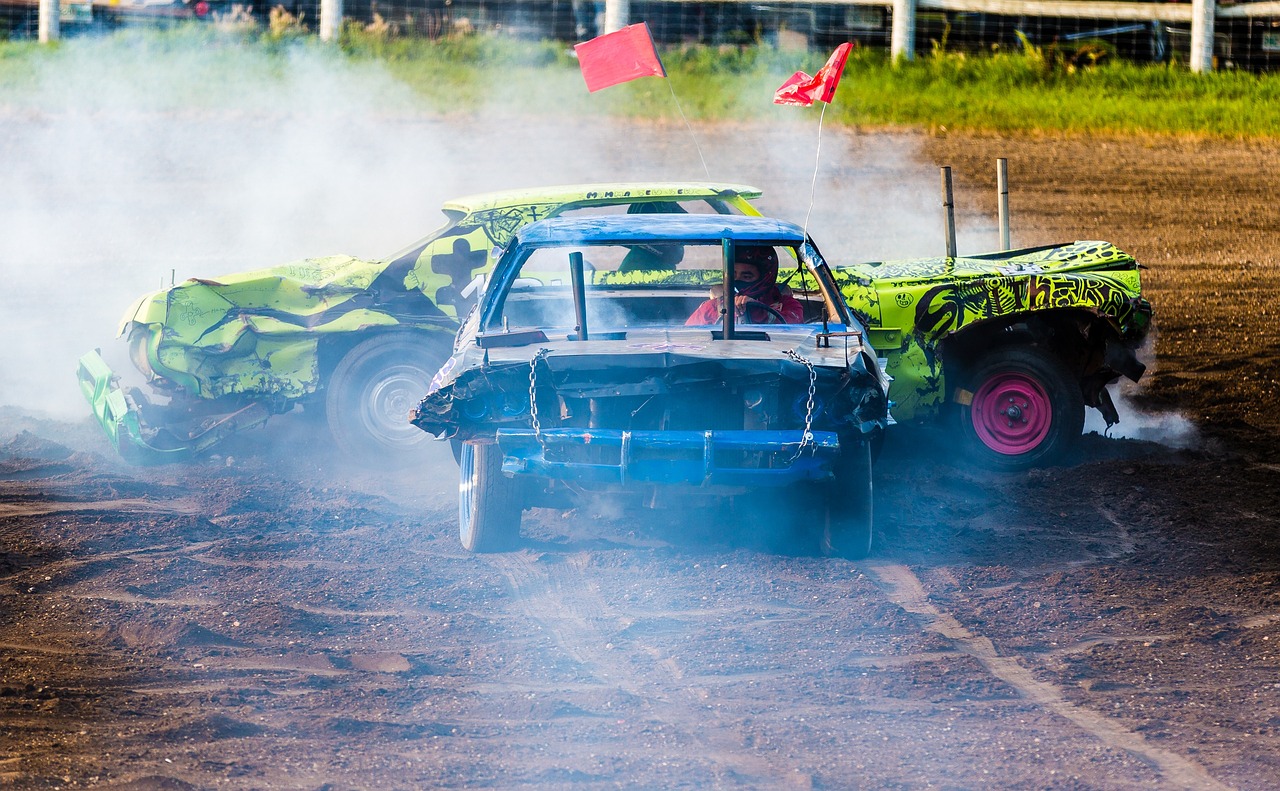 a car that is sitting in the dirt, shutterstock, auto-destructive art, facing off in a duel, carnival, stock photo, a green