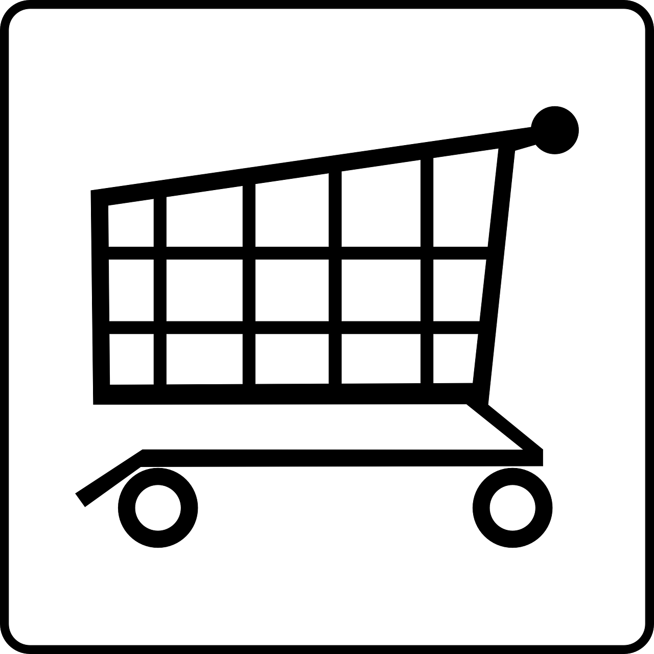 a black and white picture of a shopping cart, by Konrad Krzyżanowski, trending on pixabay, computer art, clipart icon, 2 0 5 6 x 2 0 5 6, product label, 1 0 2 4 x 7 6 8