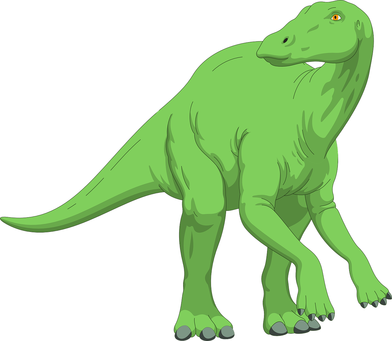 a green dinosaur standing in front of a black background, an illustration of, inspired by Adam Rex, shutterstock, wikihow illustration, high detail illustration, computer - generated, white background