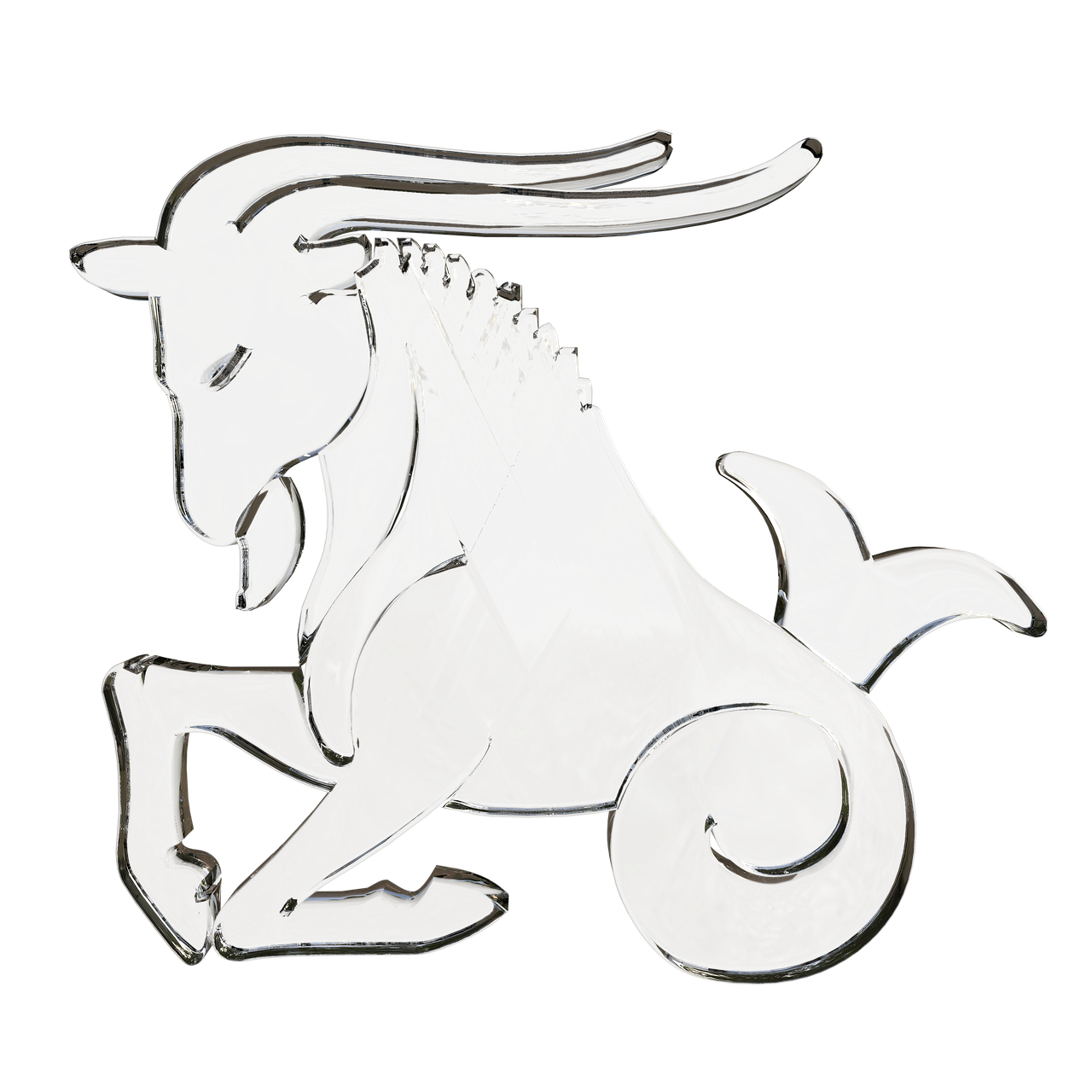 a close up of a metal animal on a white background, a digital rendering, by Arthur Sarkissian, art deco, taurus zodiac sign symbol, black draconic - leather, the devastating wise goat, - h 1 0 2 4