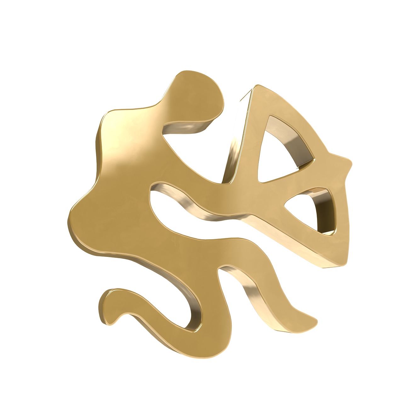 a close up of a metal object on a white background, inspired by Jean Arp, trending on cg society, celtic golden symbols, 3 d render stylized, pisces, gold plated