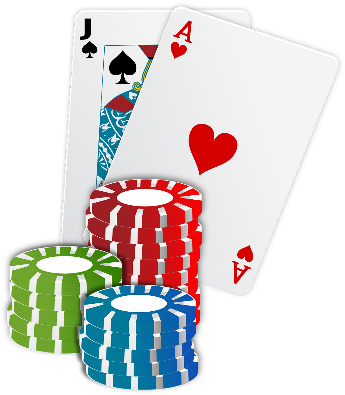 a pile of poker chips and playing cards, by Jeka Kemp, clip art, jack, waist - shot, online casino logo