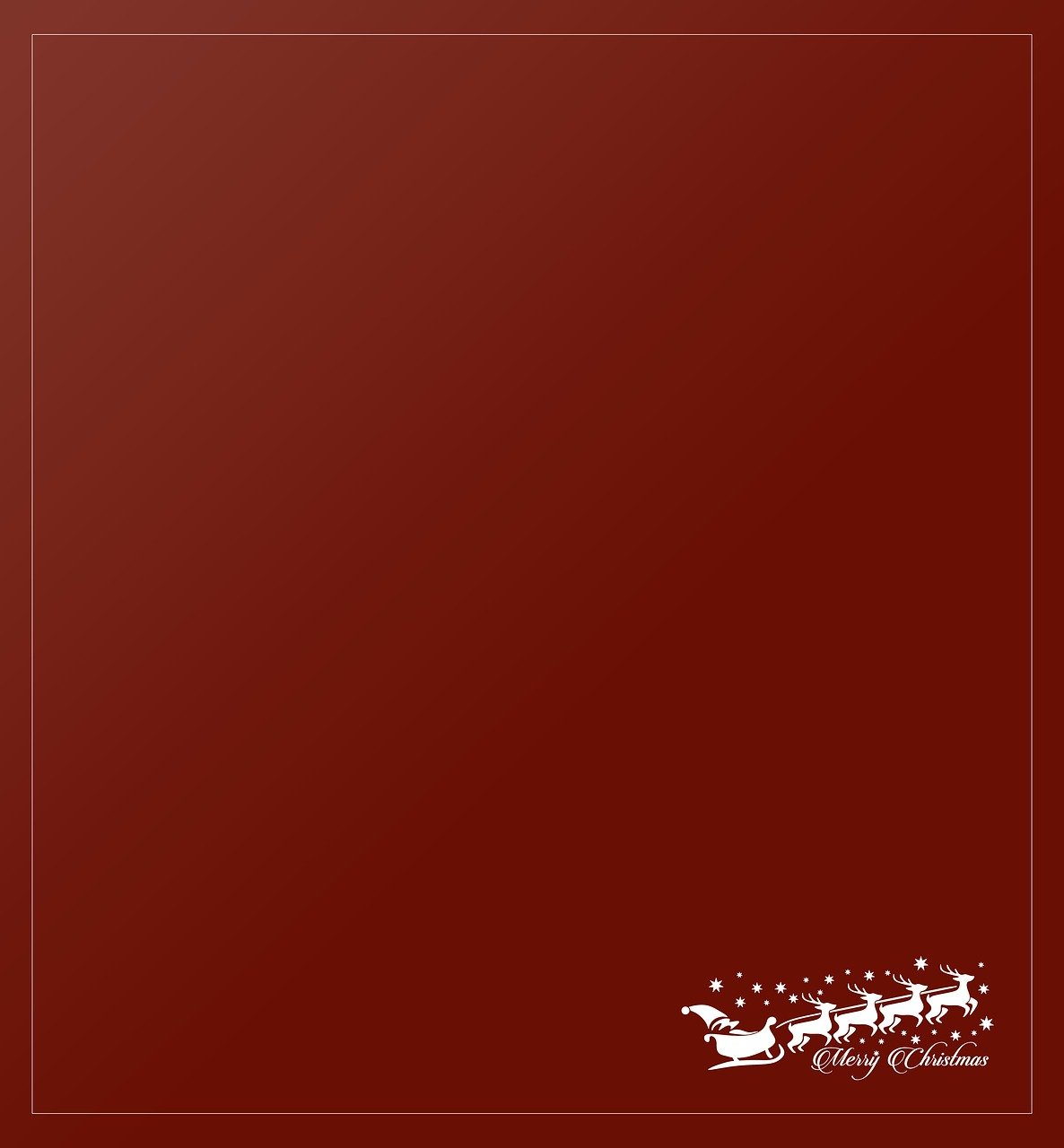 a red christmas card with santa's sleigh and reindeers, a picture, minimalism, back, full page, restaurant menu photo, dark brown