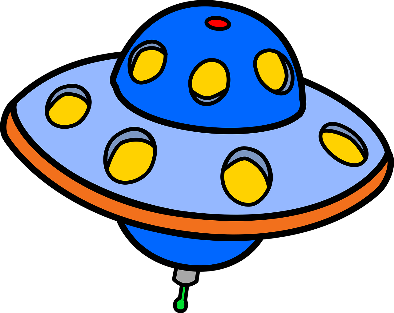 a cartoon spaceship flying through the air, vector art, pixabay, pop art, ufo abduction, 60's cartoon-space helmet, colored drawing, orrery
