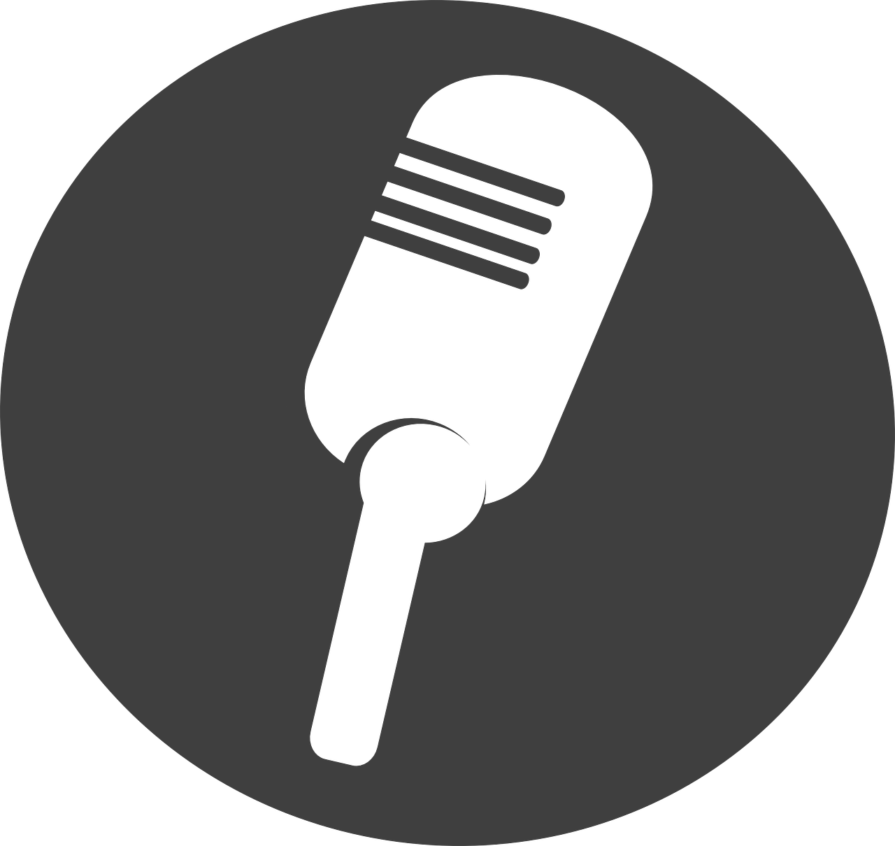 a microphone in a circle on a black background, by Oskar Lüthy, pixabay, sōsaku hanga, svg vector, radio box, on a pale background, avatar image