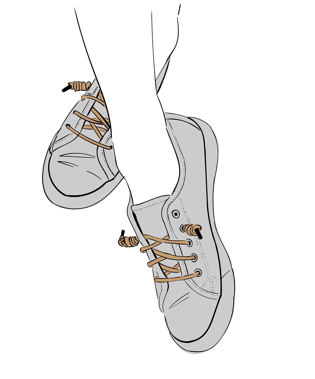a drawing of a pair of shoes with laces on them, inspired by Asaf Hanuka, dribble, -step 50, portrait of max caulfield, worksafe. illustration, silver insect legs