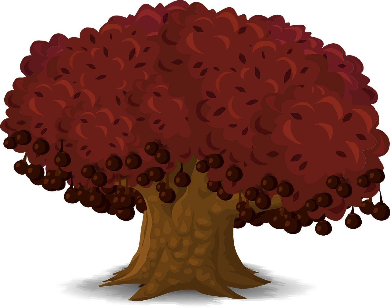a red tree with brown leaves on a black background, polycount, conceptual art, background of poison apples, mushroom kingdom, an island made of red caviar, front side view