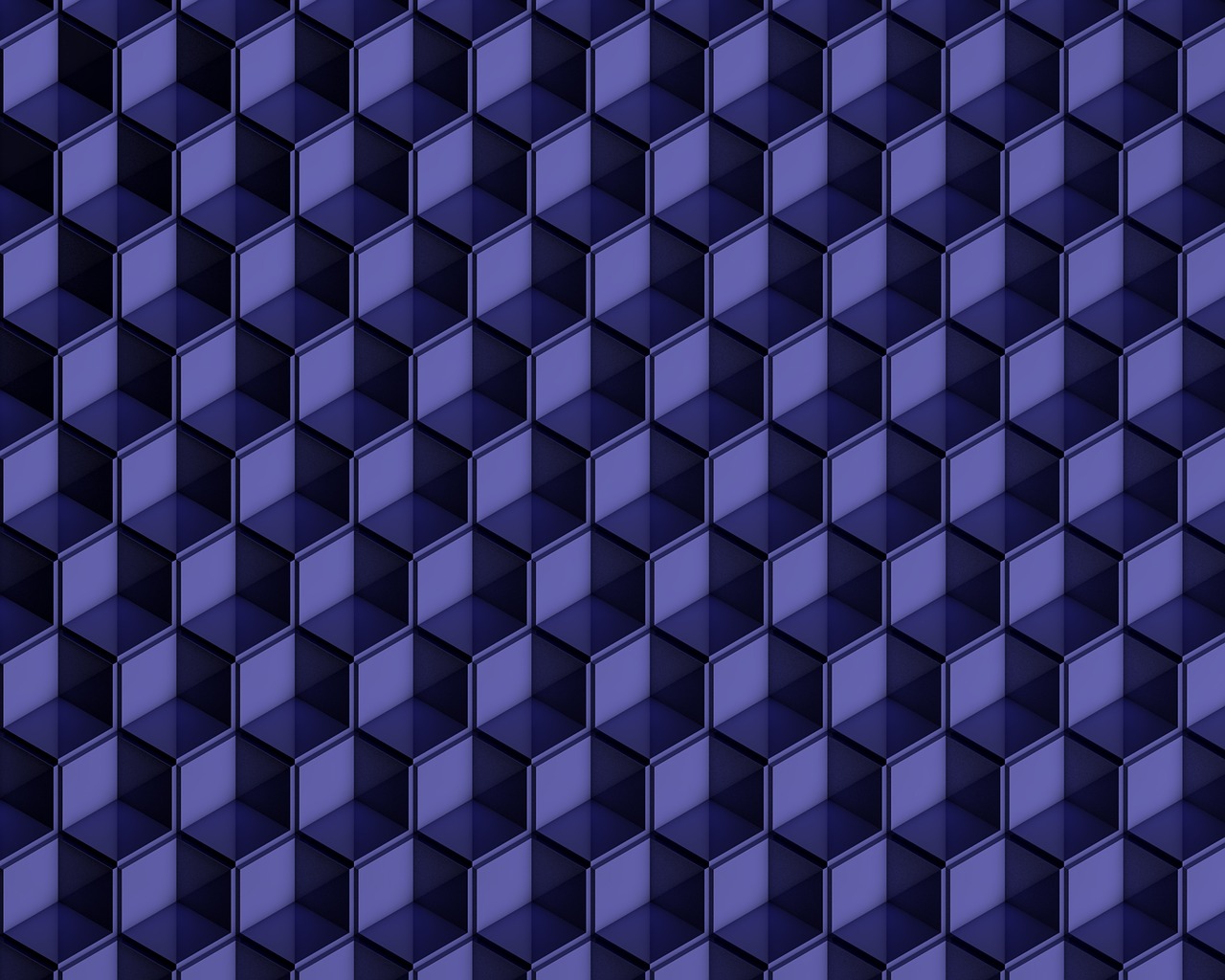 a pattern of blue cubes on a black background, shutterstock, abstract illusionism, mauve background, hexagonal wall, symmetry illustration, tileable