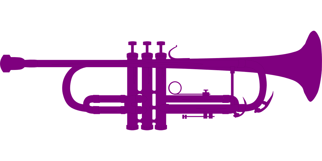 a purple trumpet on a black background, inspired by Otto Eckmann, schematics, ((oversaturated)), vaporwave!, cad