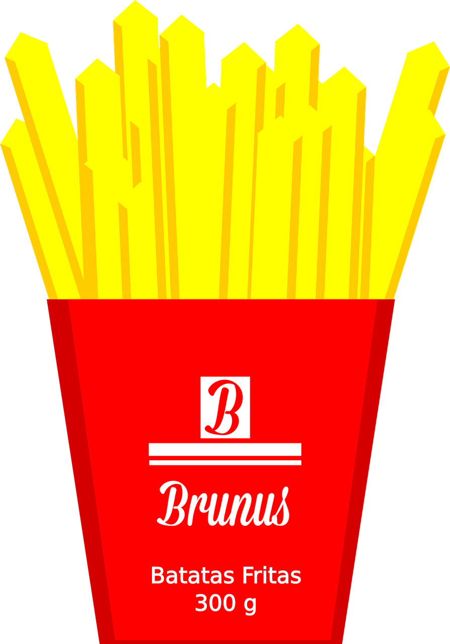 a box of fries sitting on top of a table, a digital rendering, inspired by Pia Fries, behance contest winner, bauhaus, logo vector art, johnny bravo, blur : - 2, lumnoius colorful