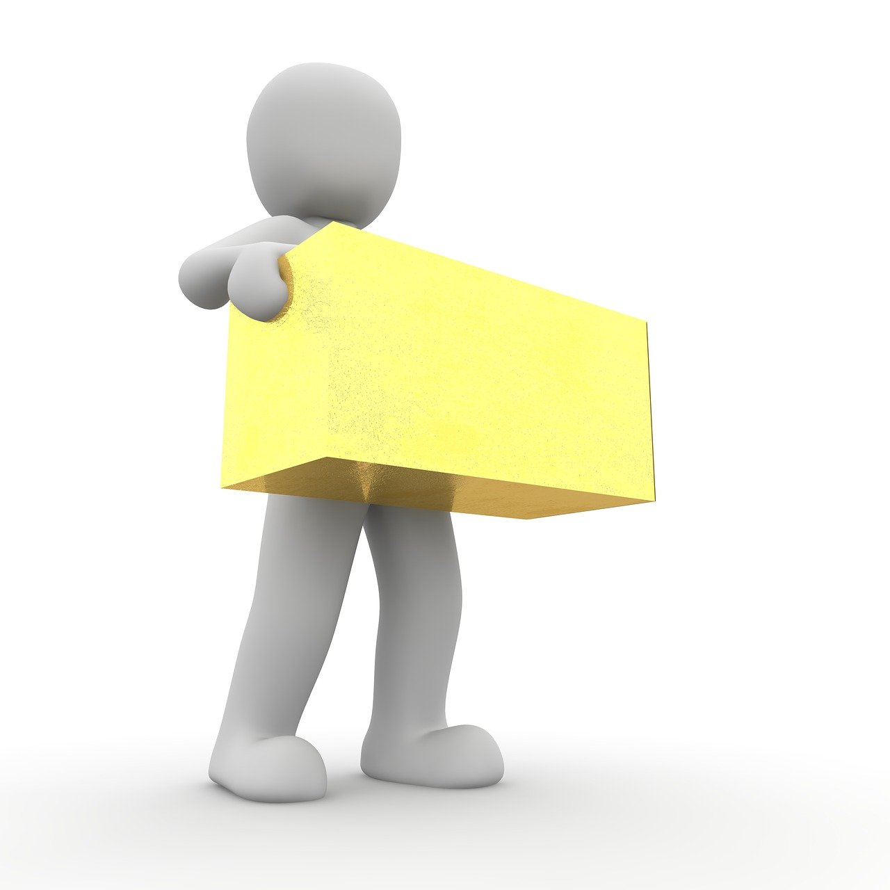 a person holding a yellow piece of paper, by Dan Christensen, trending on pixabay, conceptual art, delivering parsel box, gold body, rectangle, solidworks