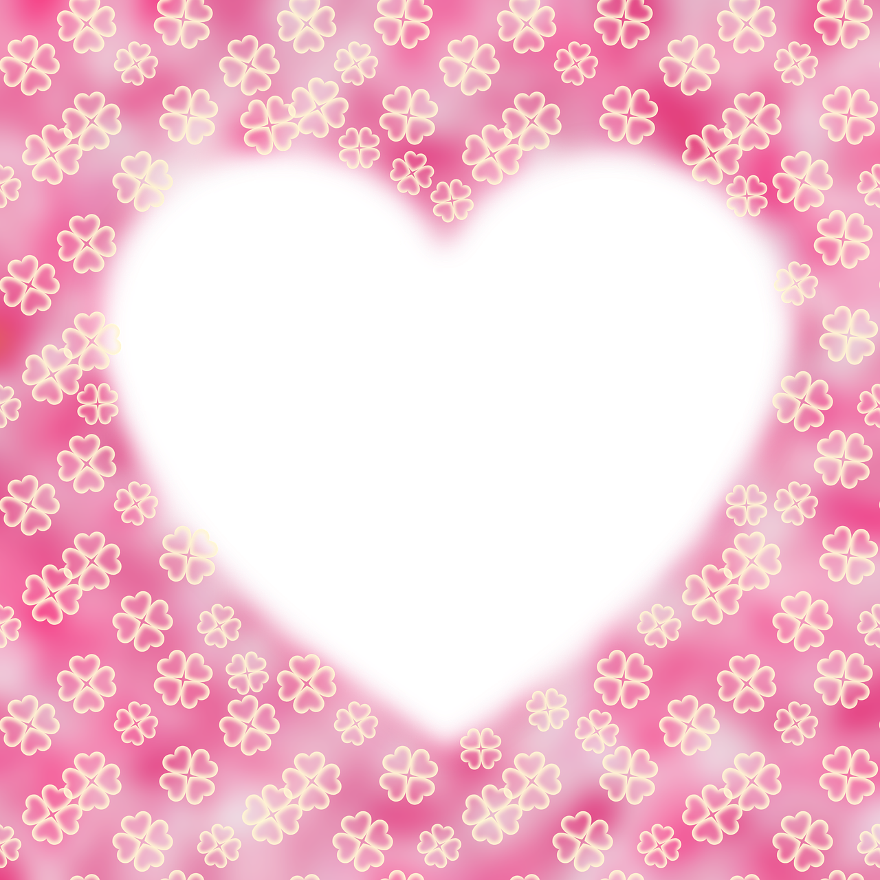 a picture of a black heart on a pink background, a picture, flickr, sōsaku hanga, flower frame, some background blur, smooth in _ the background, clipart