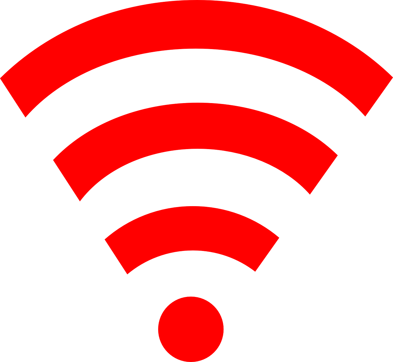 a red wifi icon on a black background, an illustration of, by Mirko Rački, black on white background, cellular, 7 0 s, wikimedia
