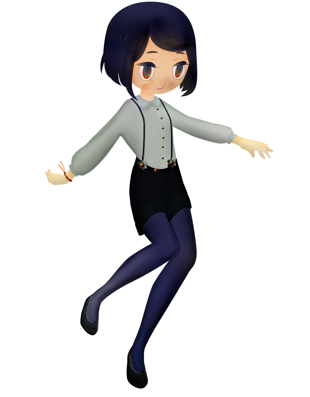 a woman that is standing in the air, a low poly render, inspired by Un'ichi Hiratsuka, acnh, alice cullen, magical school student uniform, ( art deco )