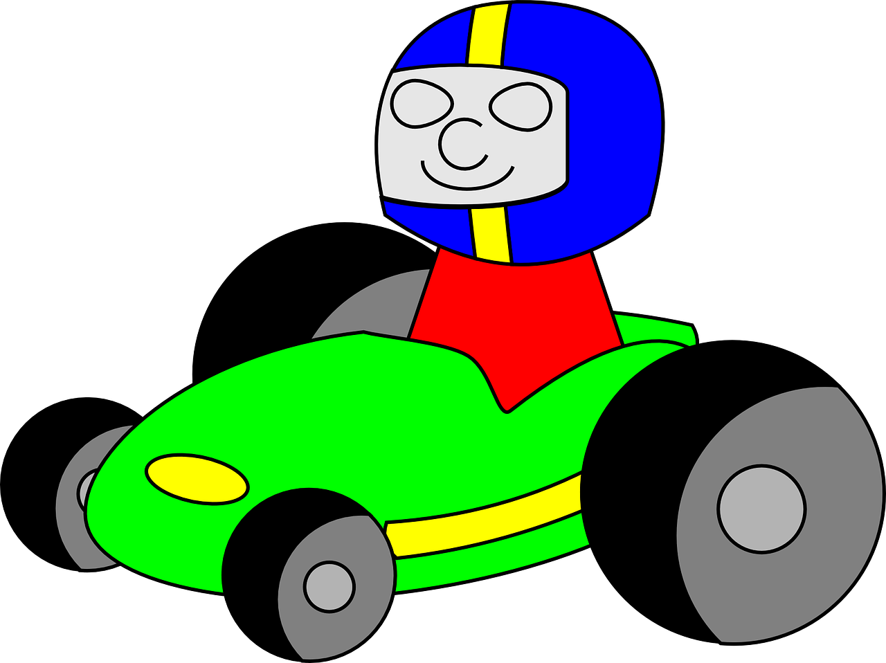 a cartoon character riding on top of a green car, inspired by Jim Davis, mingei, mspaint, flash photo, f 1, solid coloring