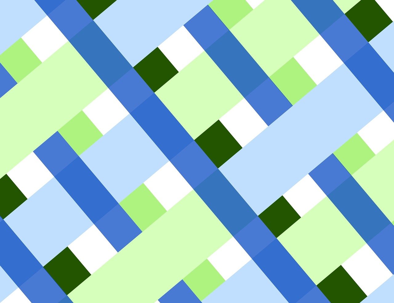 a blue, green, and white checkered pattern, a digital rendering, inspired by Anni Albers, unsplash, geometric abstract art, diagonal composition, simple path traced, flat colors, patchwork-streak style