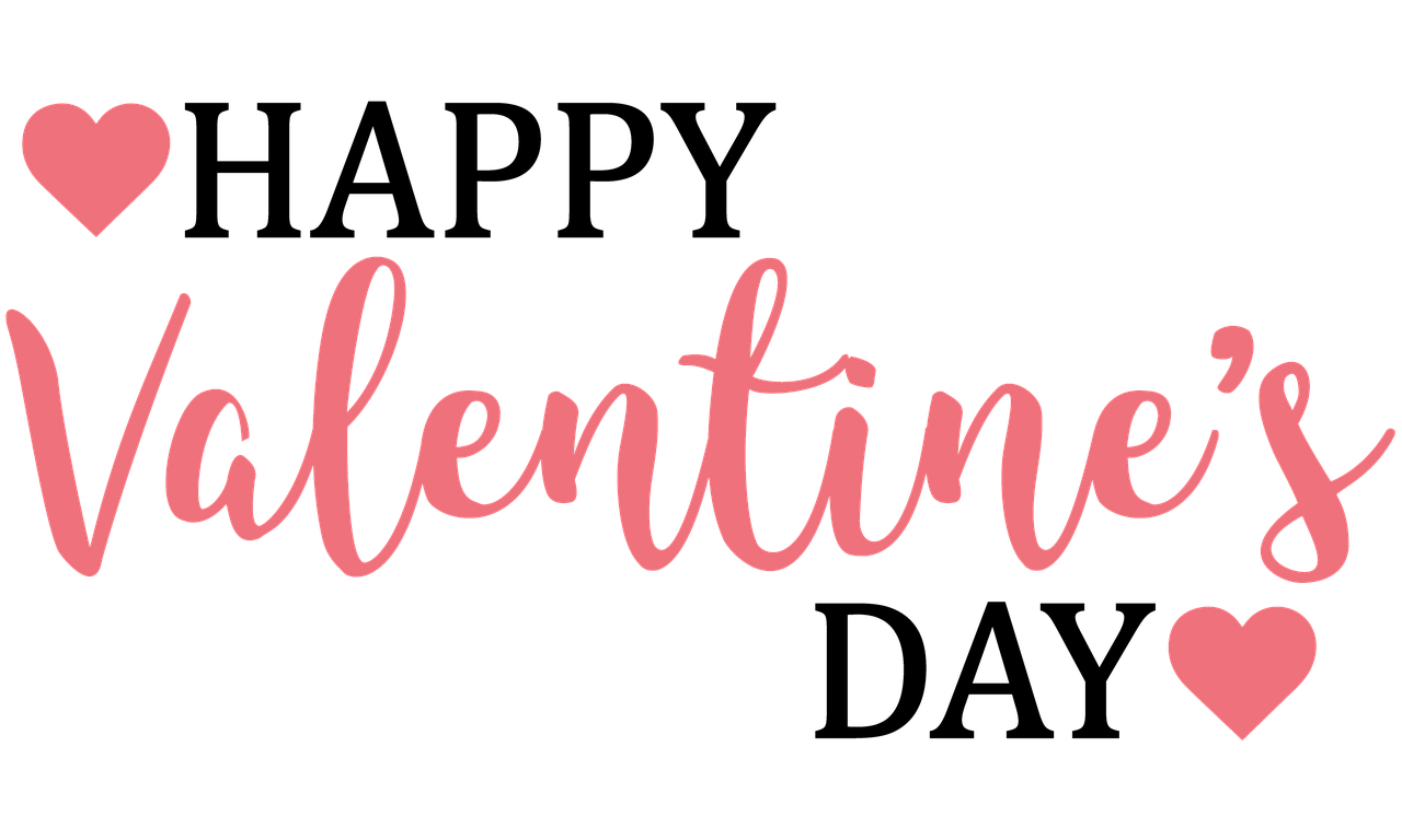the word valentine's day written in pink on a black background, header with logo, latinas, jaidenanimations, detailed clothing