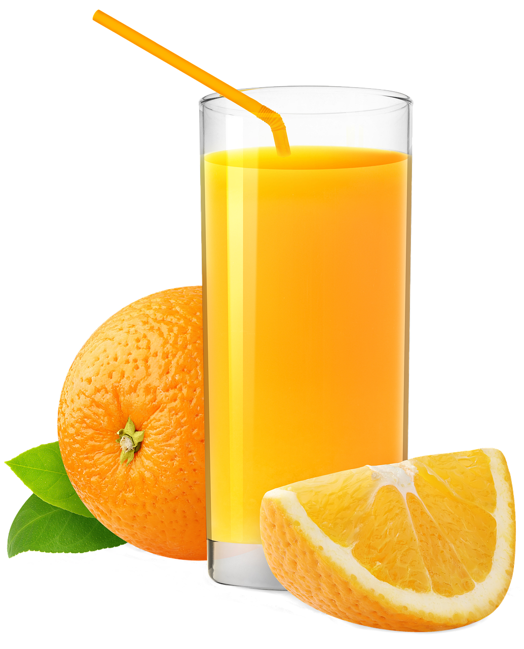 a glass of orange juice next to an orange, a digital rendering, by Josetsu, pixabay, hurufiyya, spilling juice, istockphoto, 6 pack, various posed