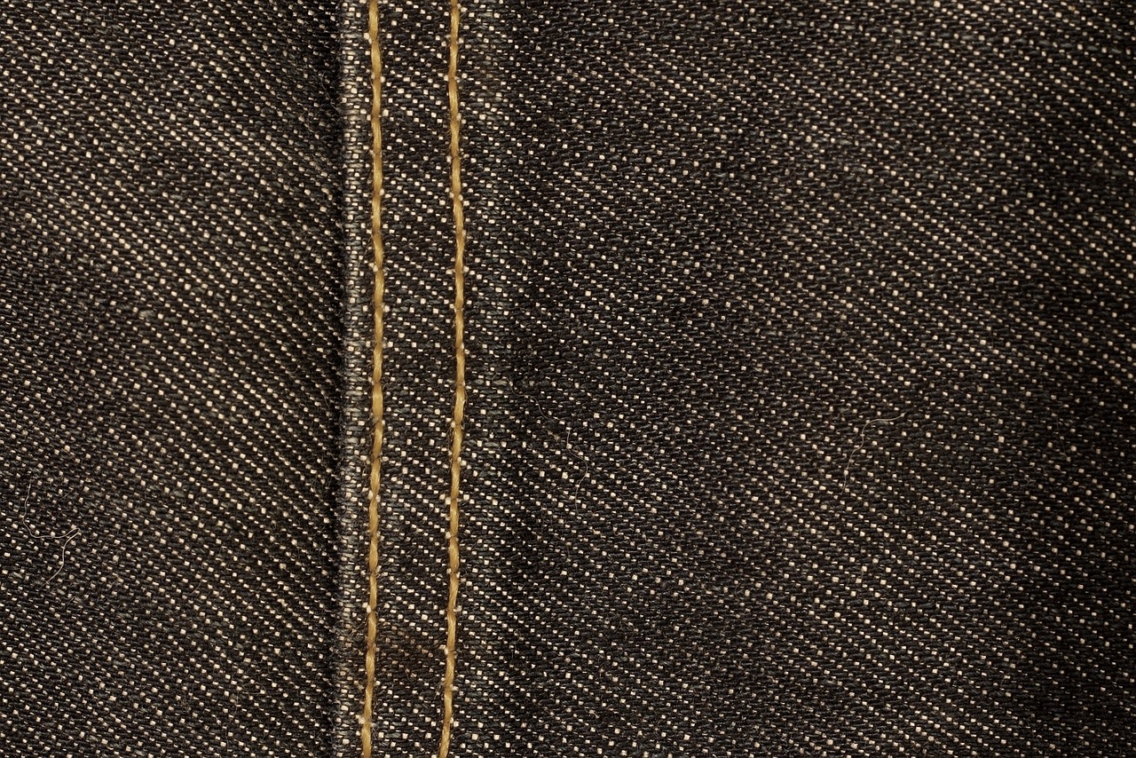 a close up of a pair of jeans, a stipple, minimalism, black fine lines on warm brown, golden thread, highly detailed product photo