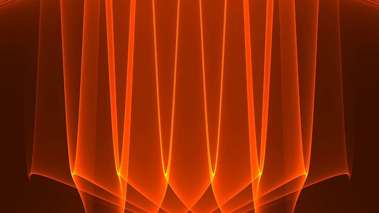 a computer generated image of orange lines, a digital rendering, abstract illusionism, glowing drapes, glowing lamps, phone wallpaper, with gradients