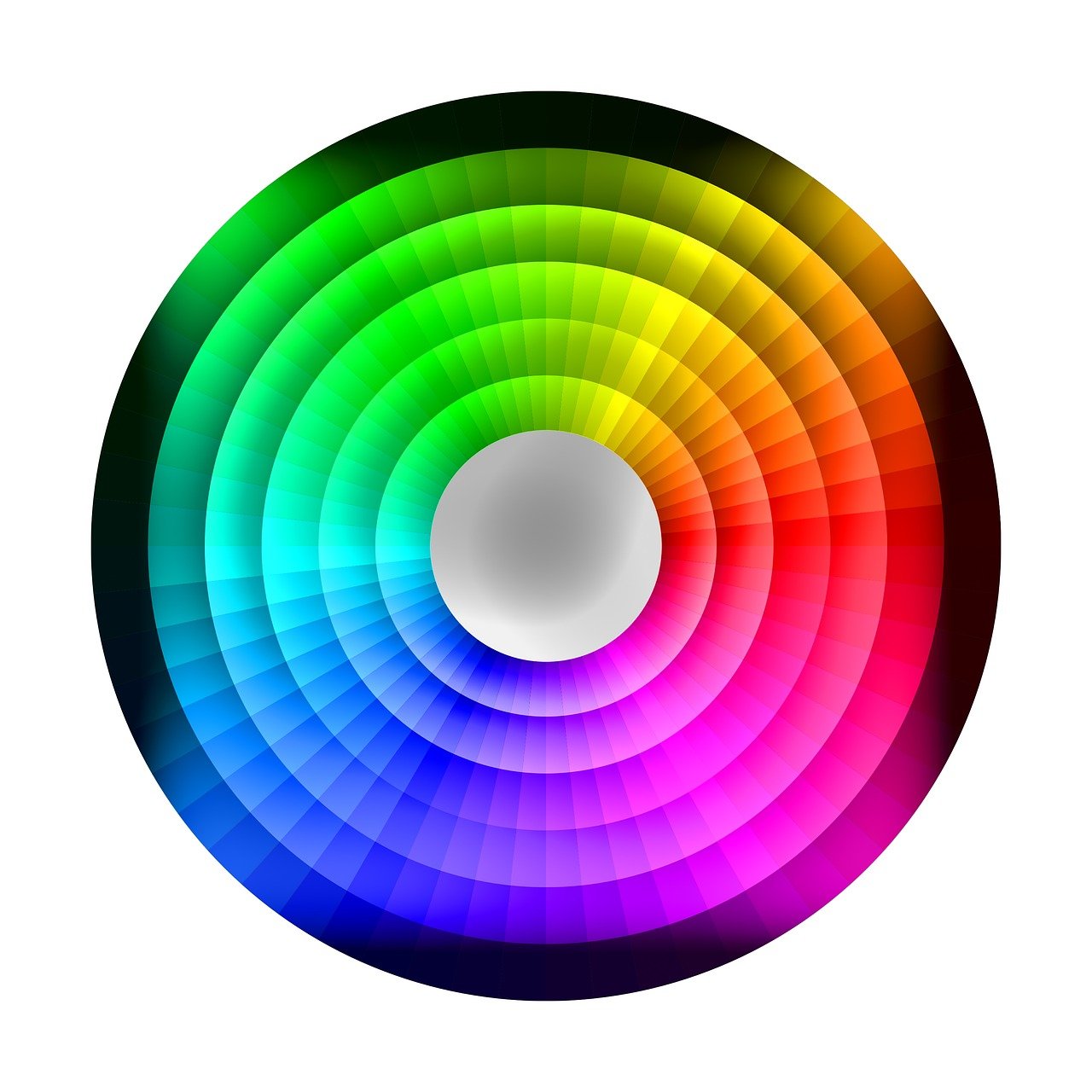 an image of a color wheel on a white background, a digital rendering, led color, colorful palette illustration