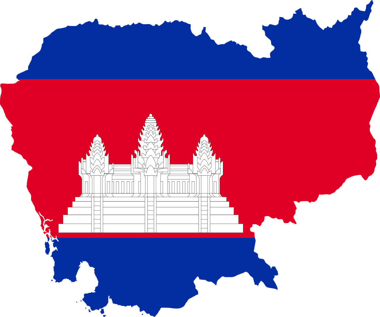 a map of cambodia with the flag of the country, inspired by Slava Raškaj, de stijl, very accurate photo, very very very very detailed, lotus, seen from far away