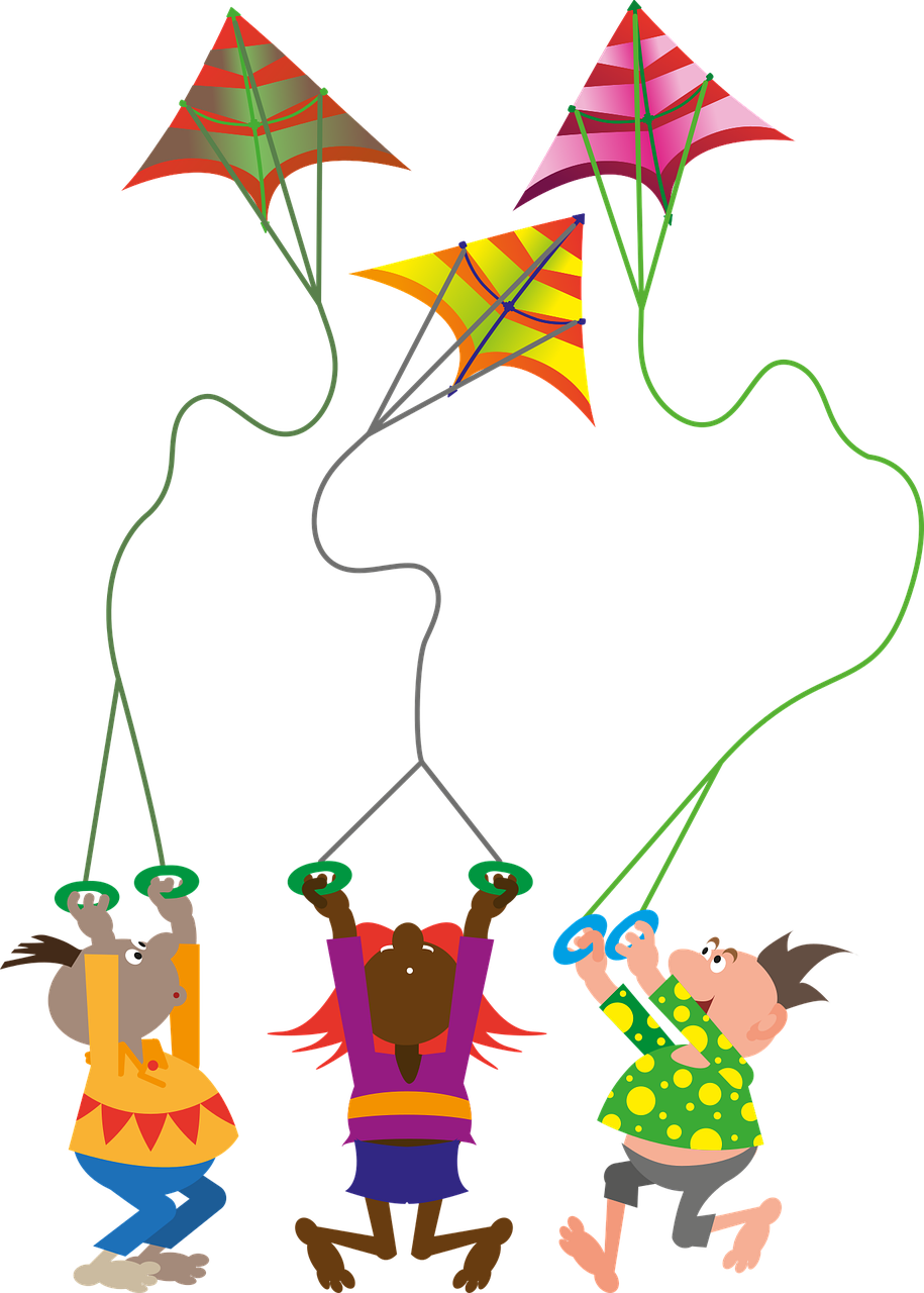 a group of children flying kites on a black background, by Melissa A. Benson, conceptual art, avatar for website, harnesses, string puppet, phone background