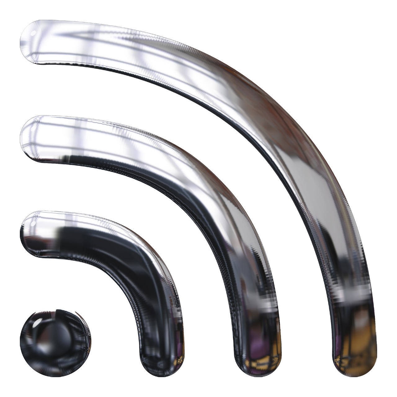 a close up of a metal pipe on a white background, an illustration of, shutterstock, computer art, wifi icon, woamn is curved, various sizes, chrome body