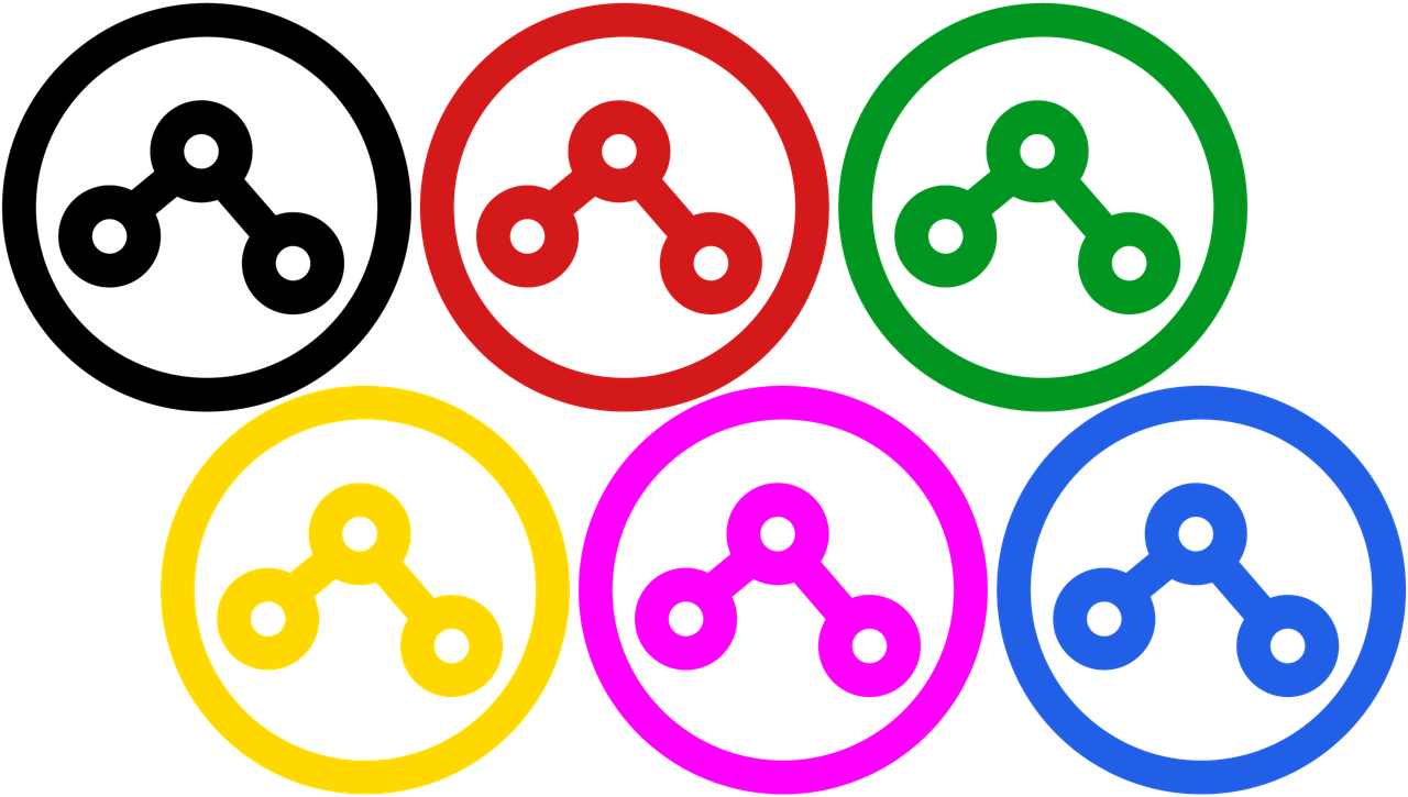 four different colored fidgetrs on a black background, inspired by Shūbun Tenshō, rayonism, scp foundation, crop circles, ((oversaturated)), band name is tripmachine