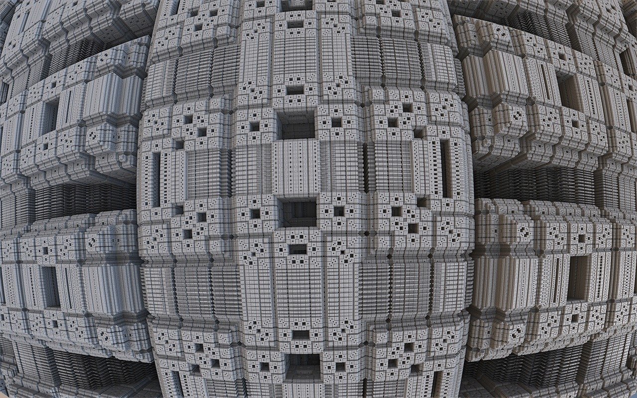 an image of a sphere made out of boxes, digital art, by Jon Coffelt, cg society contest winner, digital art, fractal ceramic armor, exterior of scifi temple, detail texture, half textured half wireframe