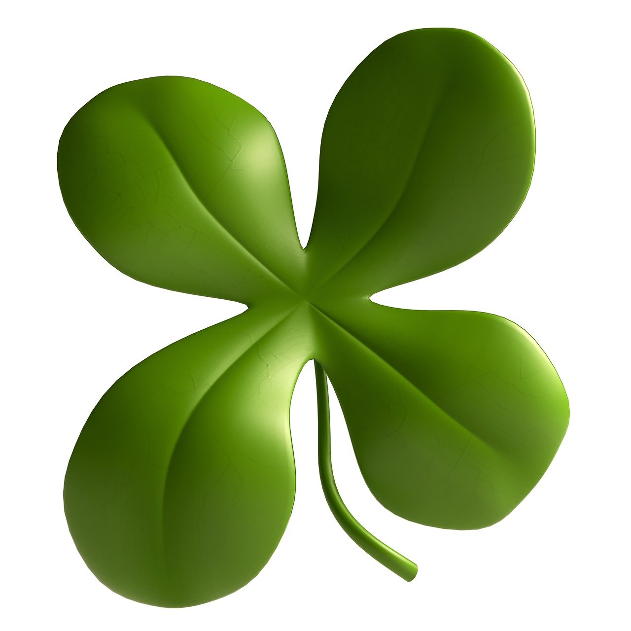 a four leaf clover on a white background, a digital rendering, shutterstock, 3 d cgi, stephen hickman, illustartion, symmetrically