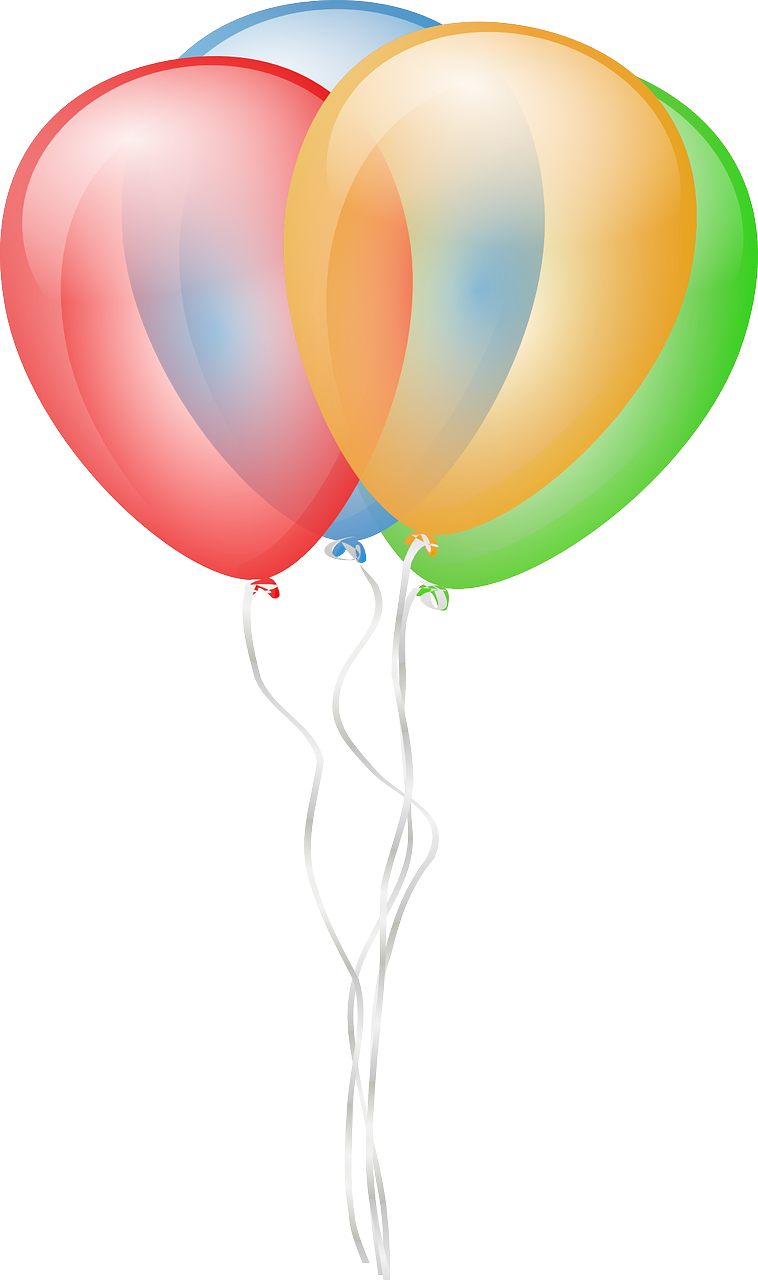 a bunch of colorful balloons floating in the air, by Rhea Carmi, svg vector art, clean cel shaded vector art, 1128x191 resolution, pals have a birthday party