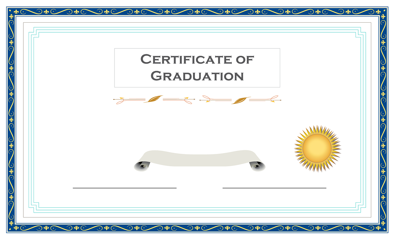 a certificate is shown with a sun in the background, pixabay, academic art, lapis lazuli gradients, made in adobe illustrator, japanese, graduation photo