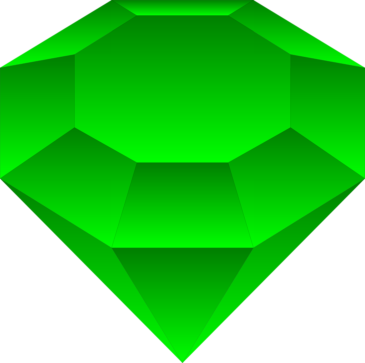 a green diamond on a black background, a raytraced image, deviantart, made in paint tool sai2, treasure background, it\'s name is greeny, blocky shape