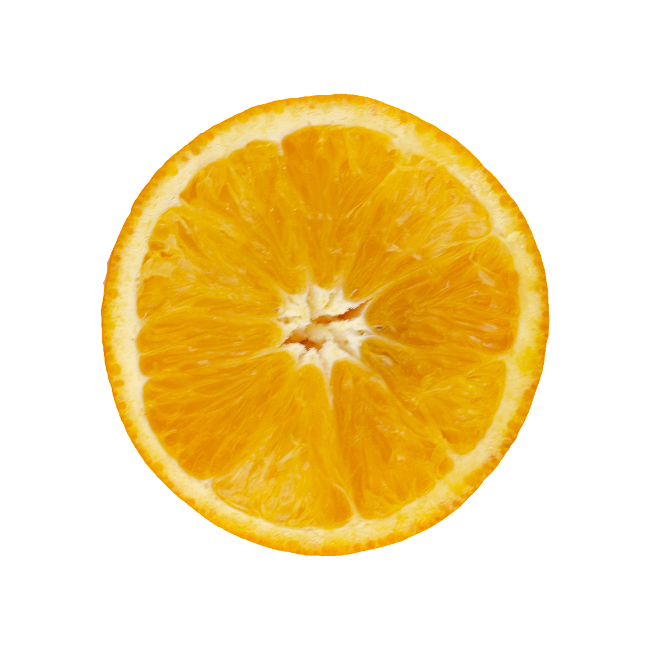an orange cut in half on a black background, a macro photograph, hyperrealism, high detail product photo, round format, various posed, miniature product photo