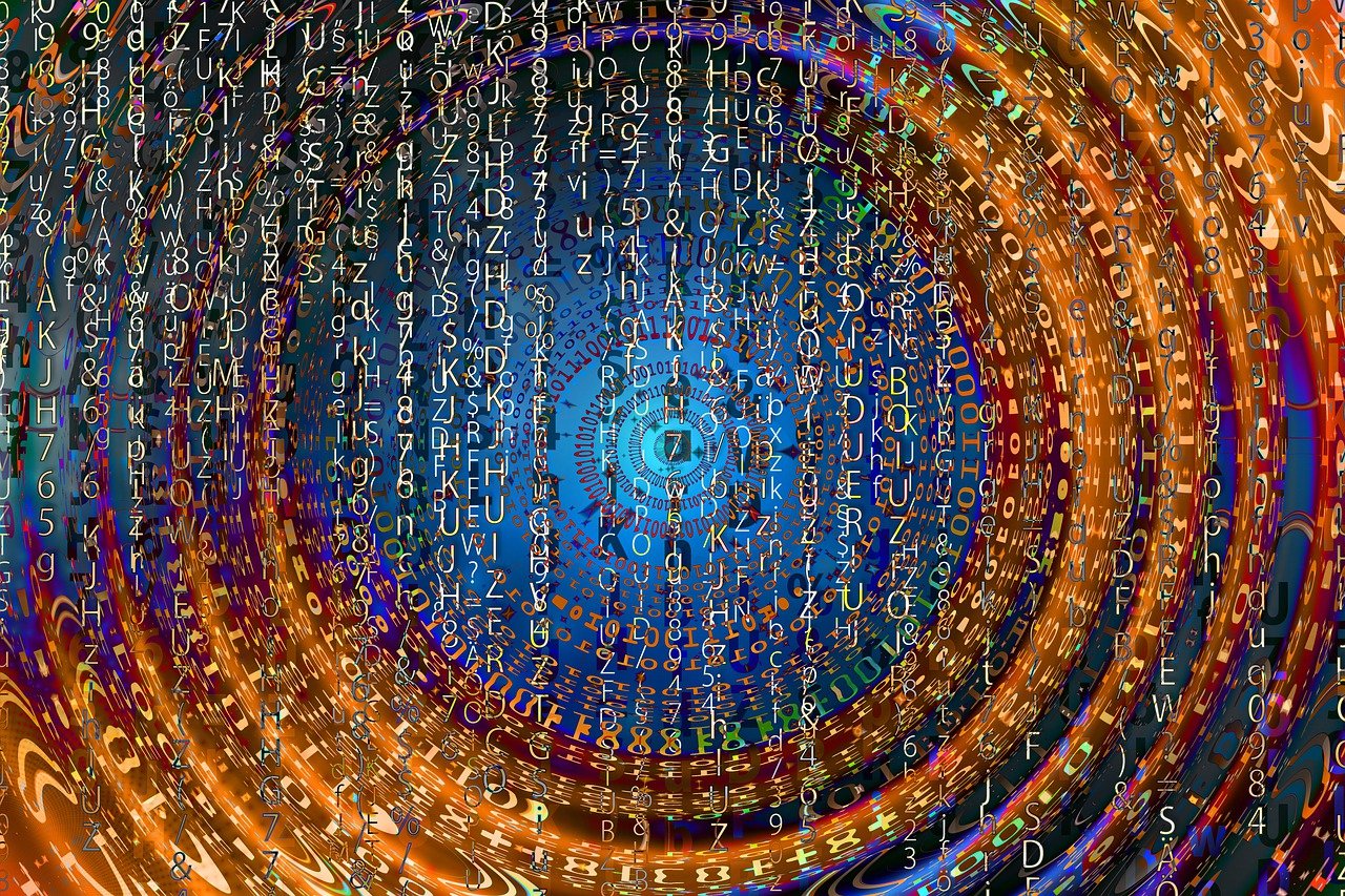 an image of a computer screen with numbers coming out of it, a digital rendering, by Jon Coffelt, computer art, magic circle, akashic, matrix text, vibrant digital art