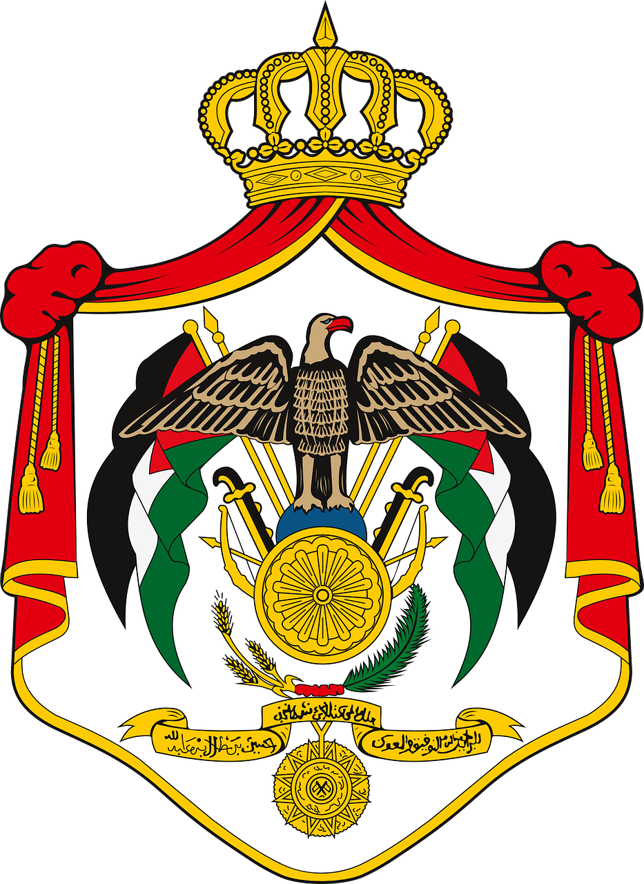 a coat of arms with a crown on top of it, a picture, by Mustafa Rakim, hurufiyya, with an eagle emblem, middle eastern skin, dictator, puma