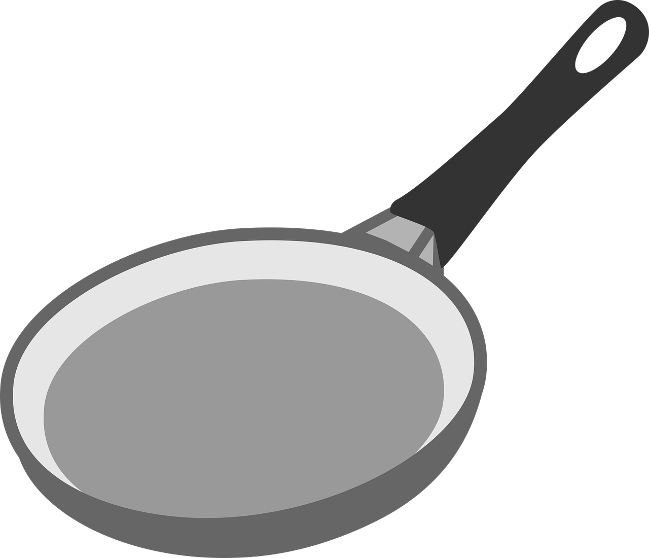 a frying pan on a black background, a cartoon, pixabay, minimalism, aluminum, steak, black-and-white, black on white background