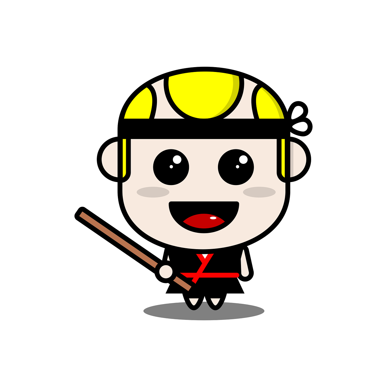 a cartoon character holding a baseball bat, inspired by Kanbun Master, mingei, cute pocelain doll, white-haired, cartoon style illustration, fireman